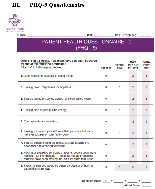 Figure 2: PHQ-9 Questionnaire