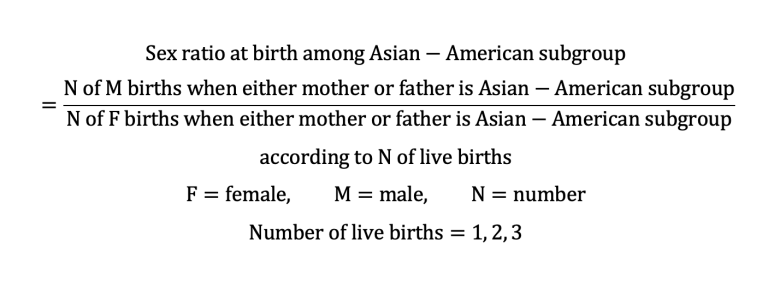 Sex ratio at birth among Asian-American subgroup